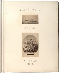 Duas fotografias: Fotografia de uma pintura de um navio a vapor, 1873 (foto sépia)